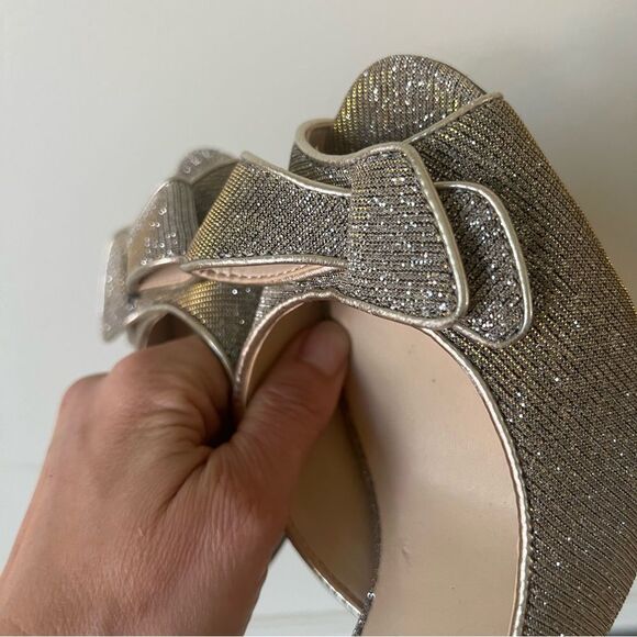 Kelly & Katie Silver Gold Peep Toe Gold/silver Wedding Prom Heels Sz 7.5 SPARKLY - Picture 8 of 16